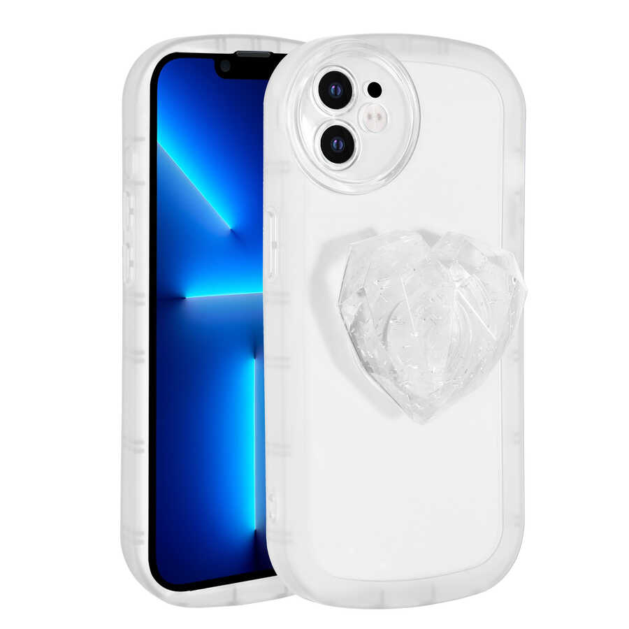 iPhone Uyumlu 12 Kılıf Kamera Korumalı Pop Soketli Renkli Zore Ofro Kapak-Beyaz