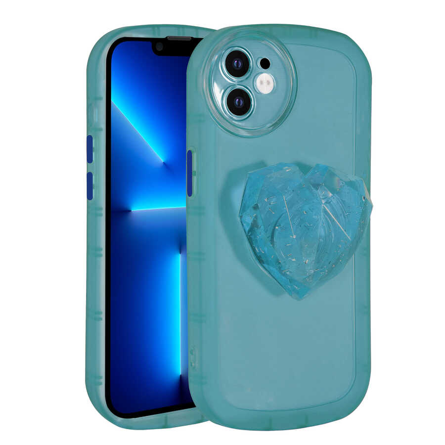 iPhone Uyumlu 12 Kılıf Kamera Korumalı Pop Soketli Renkli Zore Ofro Kapak-Mavi
