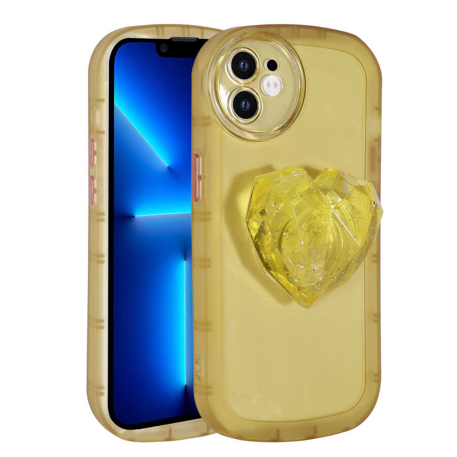 iPhone Uyumlu 12 Kılıf Kamera Korumalı Pop Soketli Renkli Zore Ofro Kapak-Sarı
