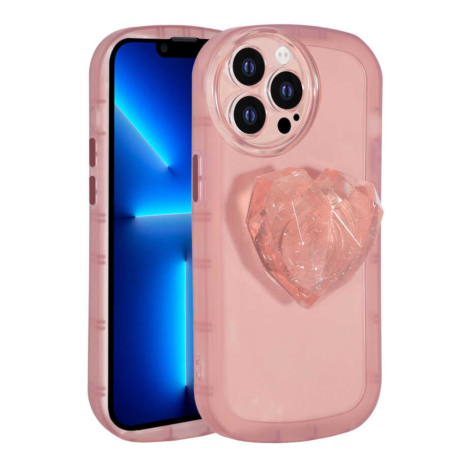 iPhone Uyumlu 12 Pro Max Kılıf Kamera Korumalı Pop Soketli Renkli Zore Ofro Kapak-Pembe