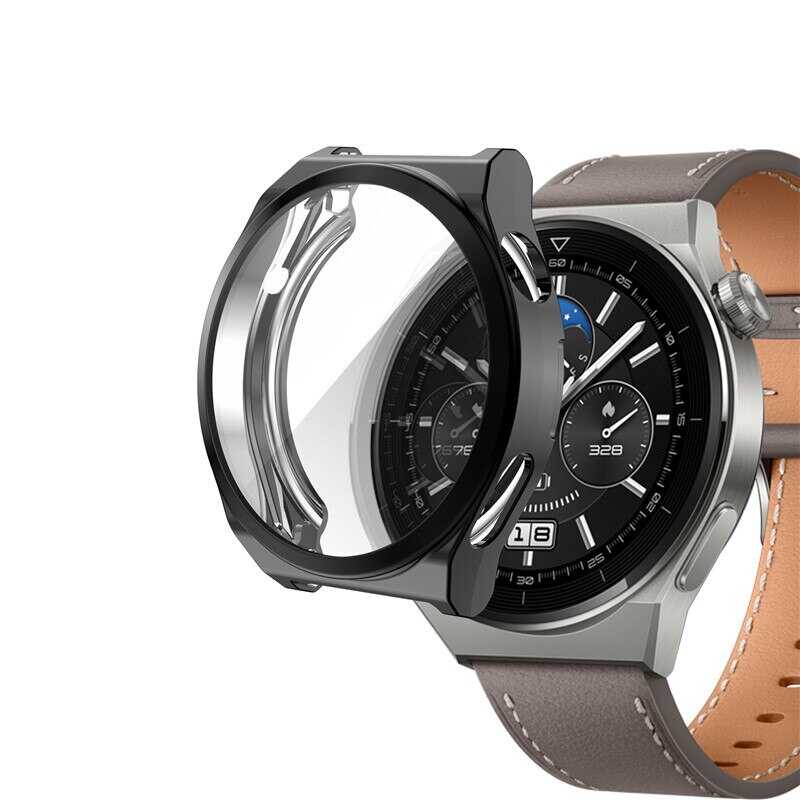 Huawei Uyumlu Watch GT 3 Pro 43mm Zore Watch Gard 02 Koruyucu Silikon-Siyah