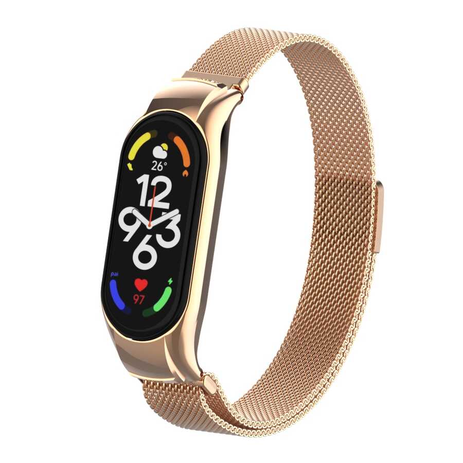 Xiaomi Uyumlu  Mi Band 7 Zore KRD-01 Metal Kordon-Rose gold