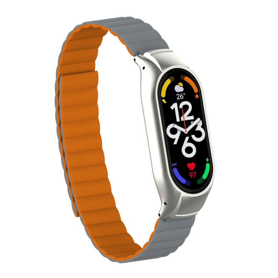 Xiaomi Uyumlu  Mi Band 7 KRD-69 Kordon-Gri-turuncu