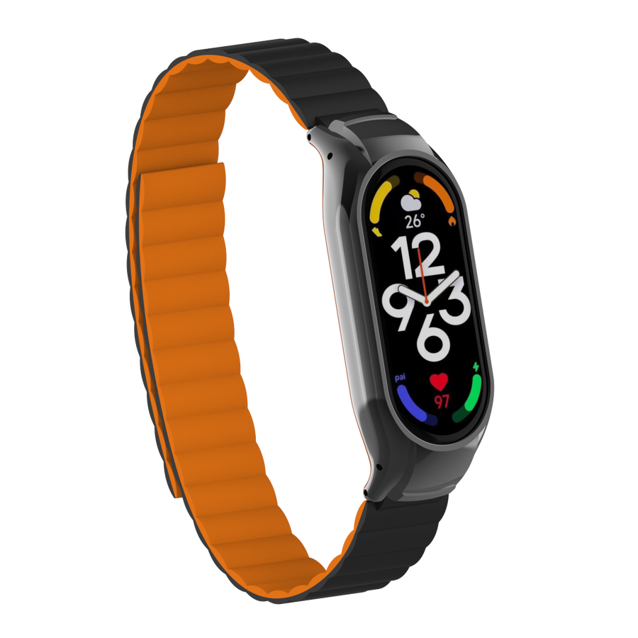 Xiaomi Uyumlu  Mi Band 7 KRD-69 Kordon-Siyah-turuncu
