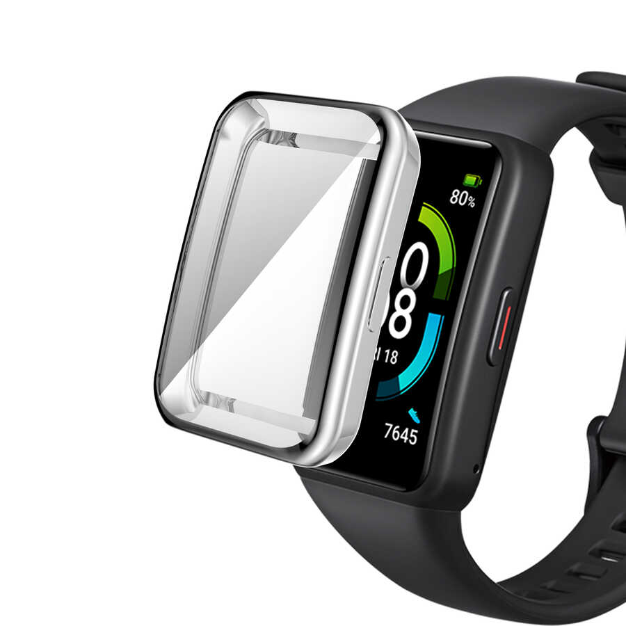 Huawei Uyumlu Band 7 Zore Watch Gard 09 Koruyucu Silikon-Gri