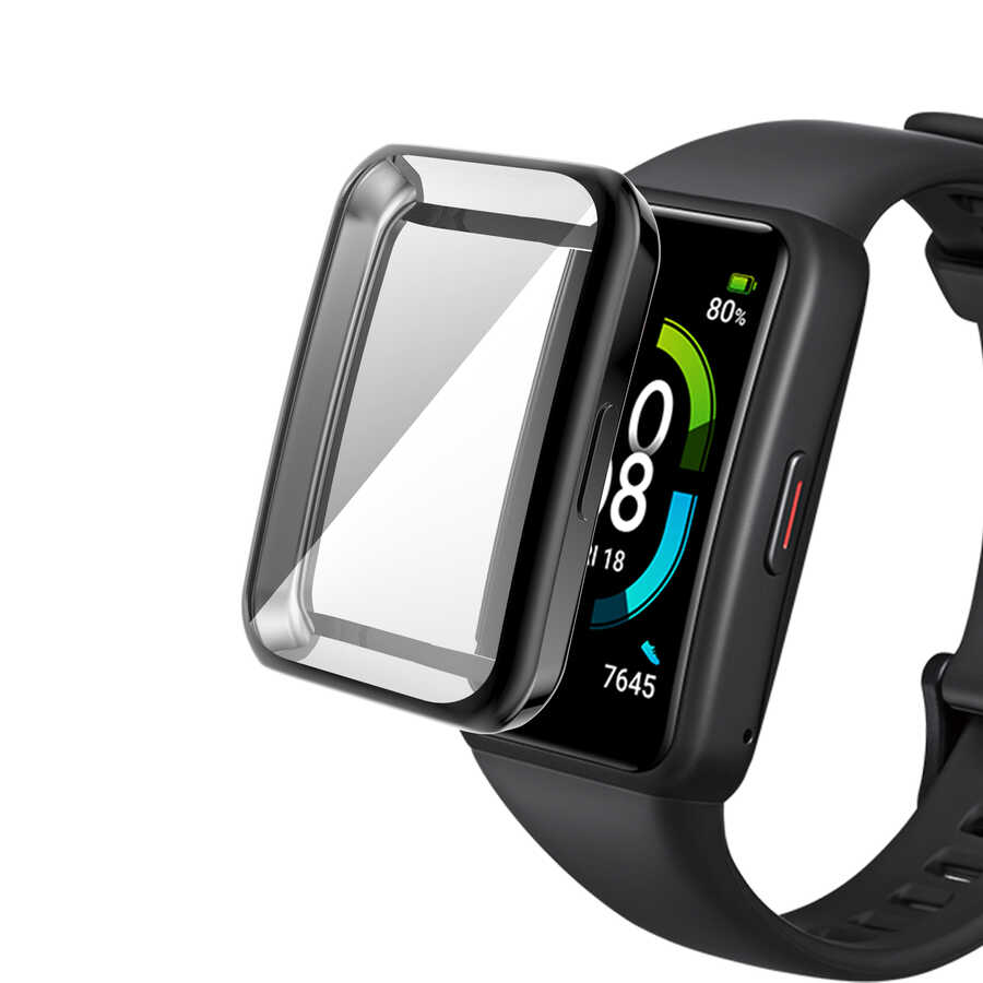 Huawei Uyumlu Band 7 Zore Watch Gard 09 Koruyucu Silikon-Siyah