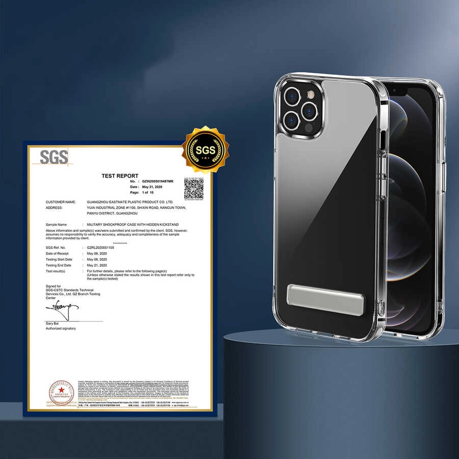 iPhone Uyumlu 14 Pro Kılıf Standlı Şeffaf Silikon Zore L-Stand Kapak