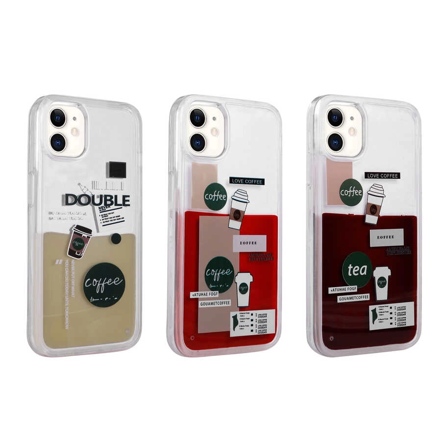 iPhone Uyumlu 12 Kılıf Desenli Sıvılı Zore Drink Silikon Kapak
