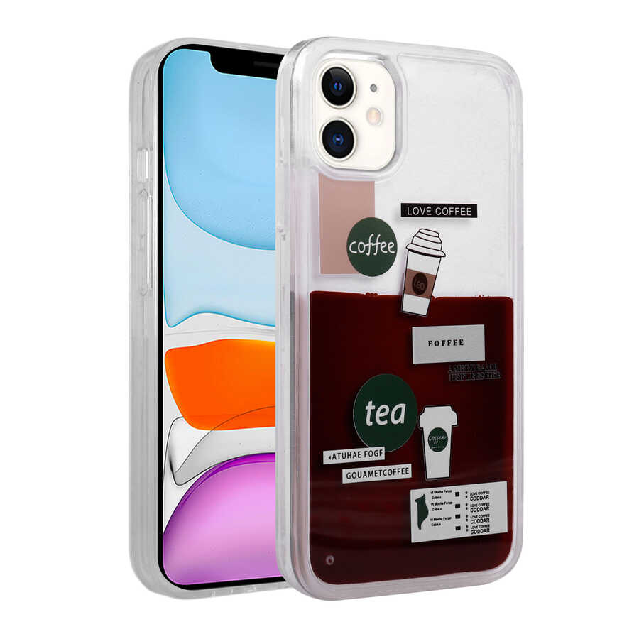 iPhone Uyumlu 12 Kılıf Desenli Sıvılı Zore Drink Silikon Kapak-No2