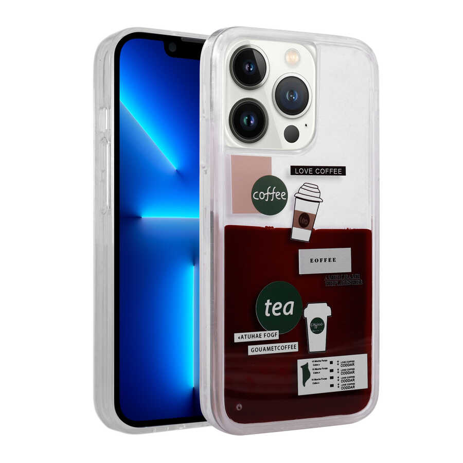 iPhone Uyumlu 12 Pro Max Kılıf Desenli Sıvılı Zore Drink Silikon Kapak-No2