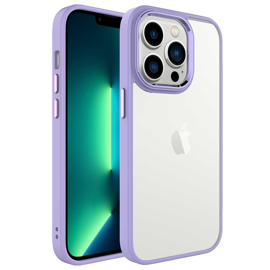 iPhone Uyumlu 14 Pro Max Kılıf Zore Krom Kapak-Lila