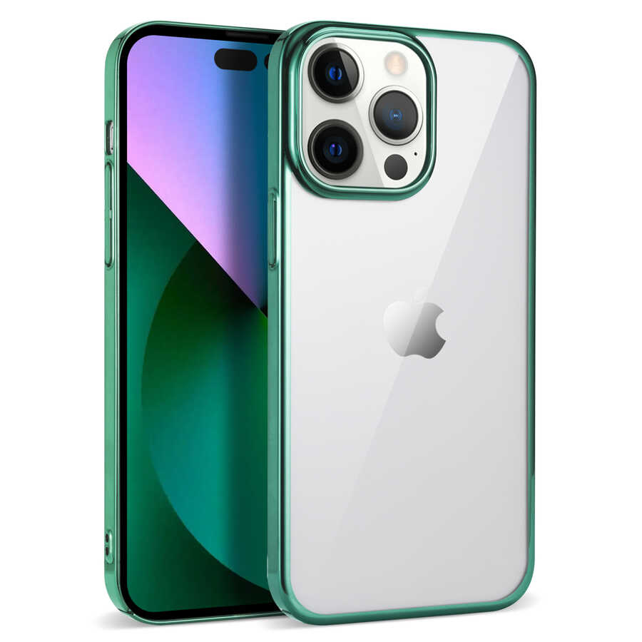 iPhone Uyumlu 14 Pro Max Kılıf Zore Pixel Kapak-Koyu yeşil