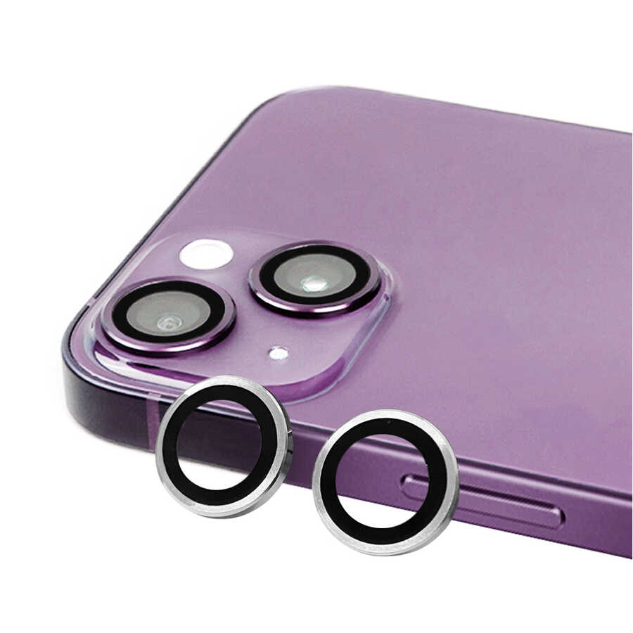 iPhone Uyumlu 14 Plus Zore CL-07 Kamera Lens Koruyucu-Gümüş