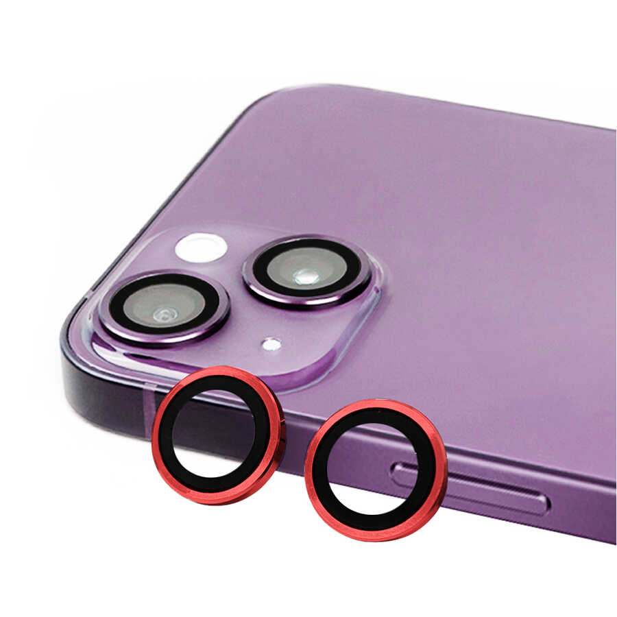 iPhone Uyumlu 14 Plus Zore CL-07 Kamera Lens Koruyucu-Kırmızı