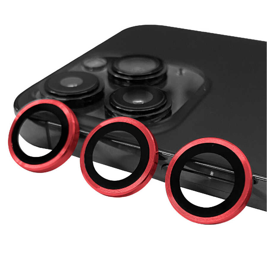 iPhone Uyumlu 14 Pro Max Zore CL-07 Kamera Lens Koruyucu-Kırmızı