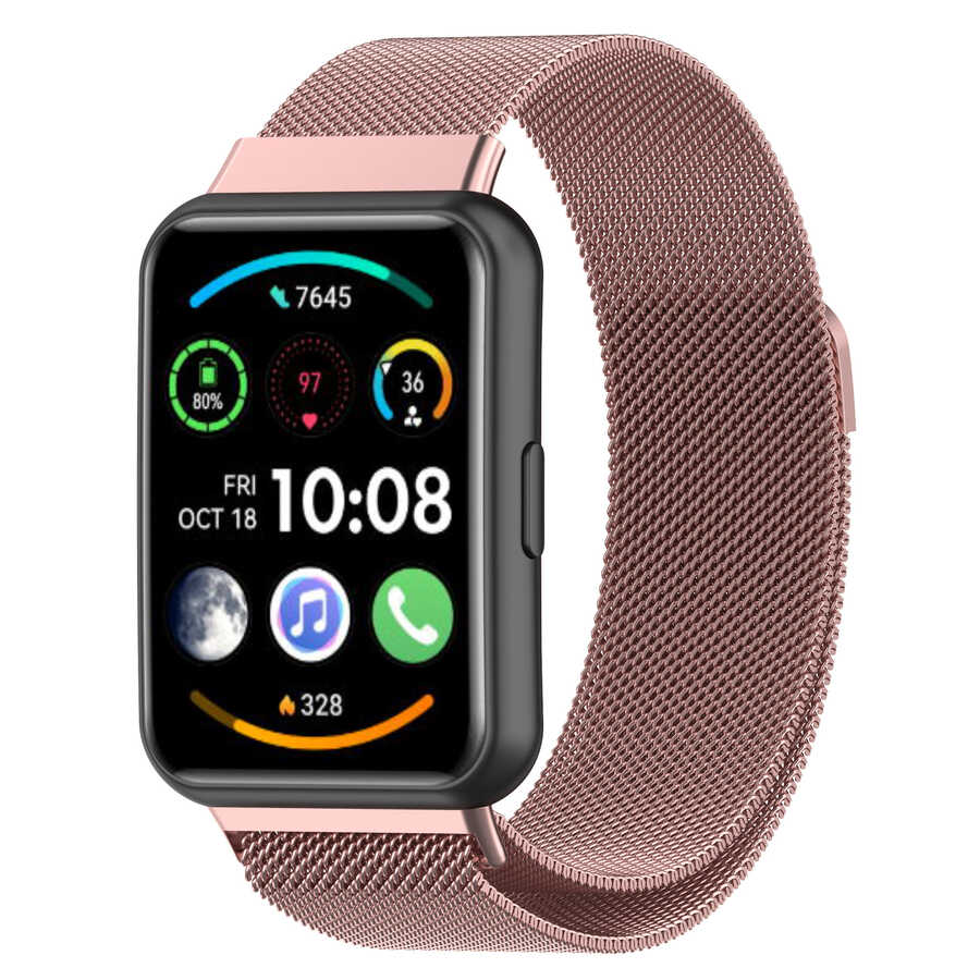 Huawei Uyumlu Watch Fit 2 Zore KRD-01 Metal Kordon-Pembe