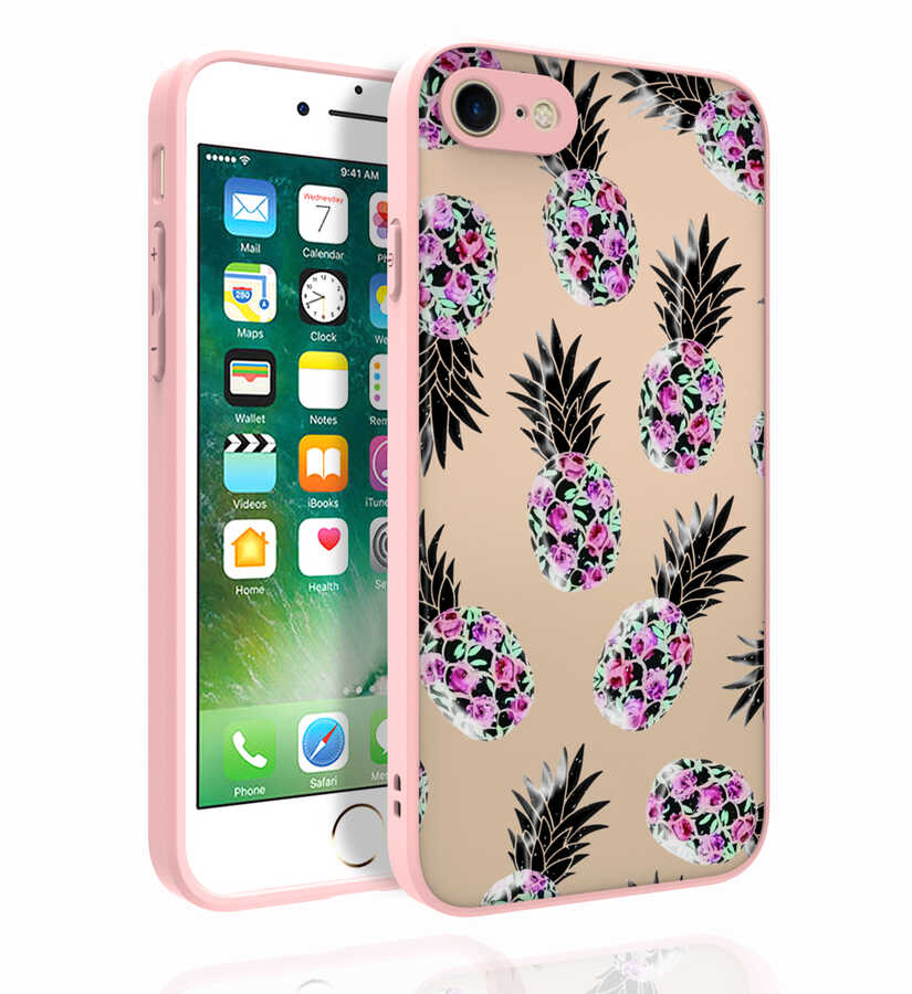 iPhone Uyumlu SE 2020 Kılıf Desenli Kamera Korumalı Parlak Zore Nora Kapak