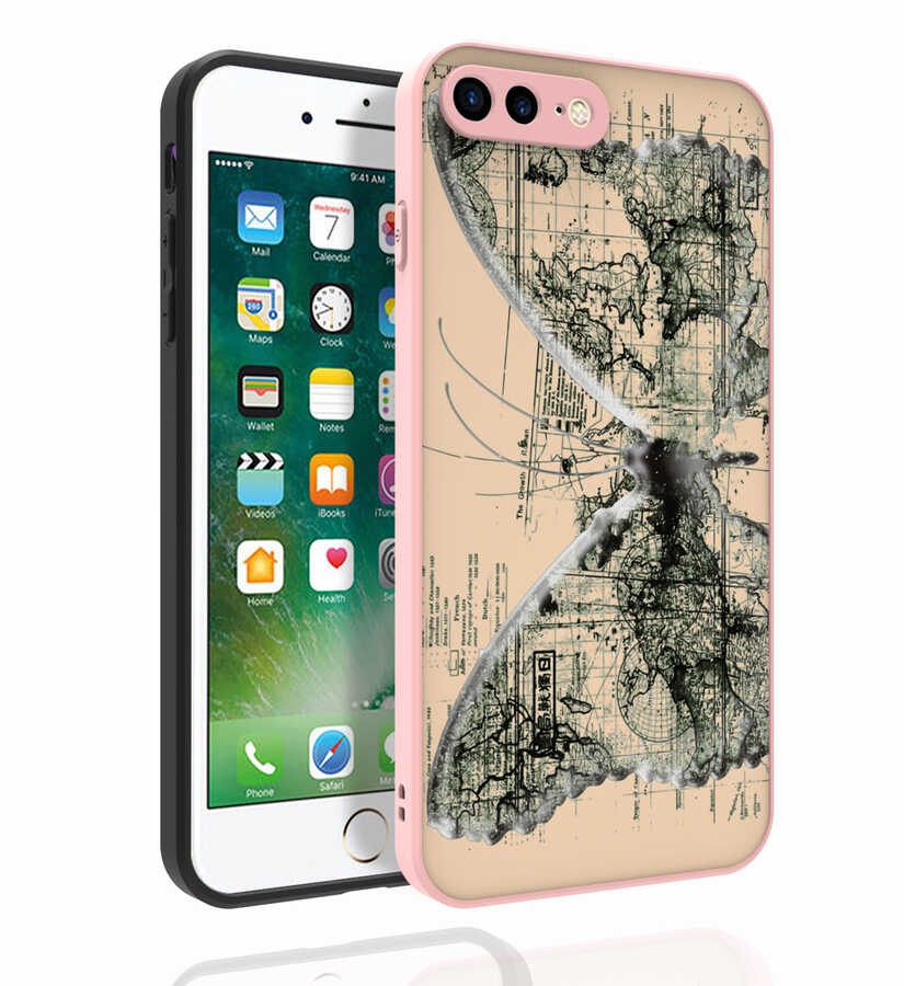 iPhone Uyumlu 7 Plus Kılıf Desenli Kamera Korumalı Parlak Zore Nora Kapak-No4