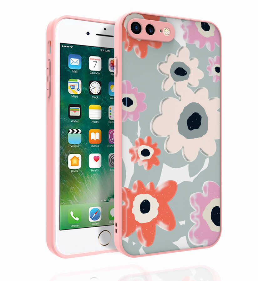 iPhone Uyumlu 7 Plus Kılıf Desenli Kamera Korumalı Parlak Zore Nora Kapak-No5