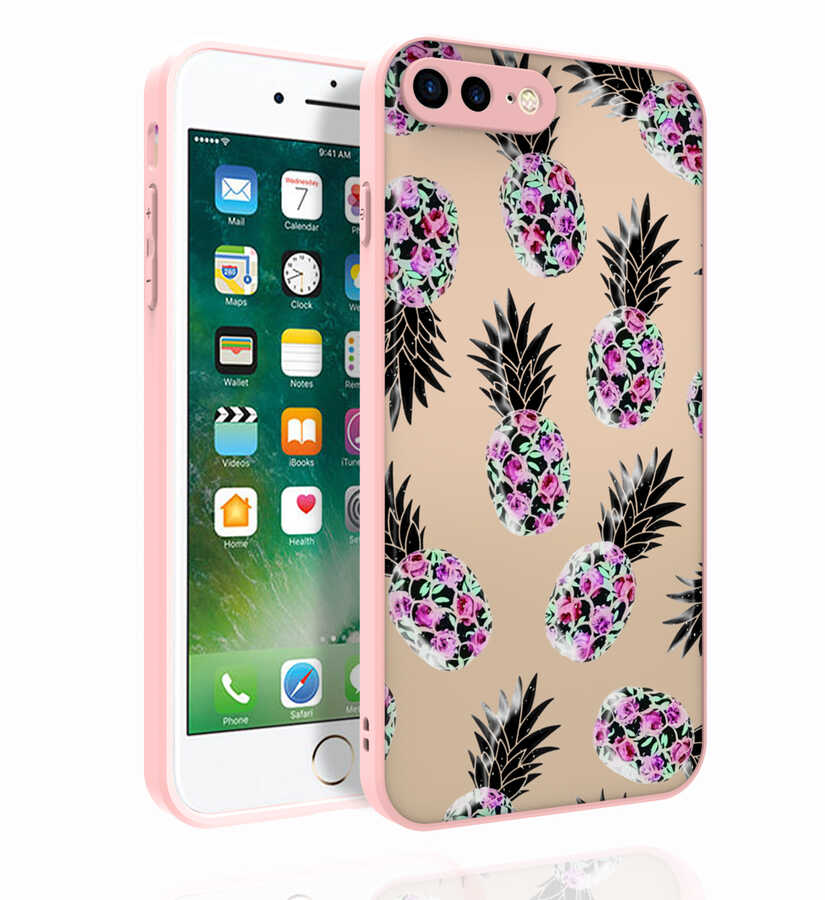 iPhone Uyumlu 8 Plus Kılıf Desenli Kamera Korumalı Parlak Zore Nora Kapak