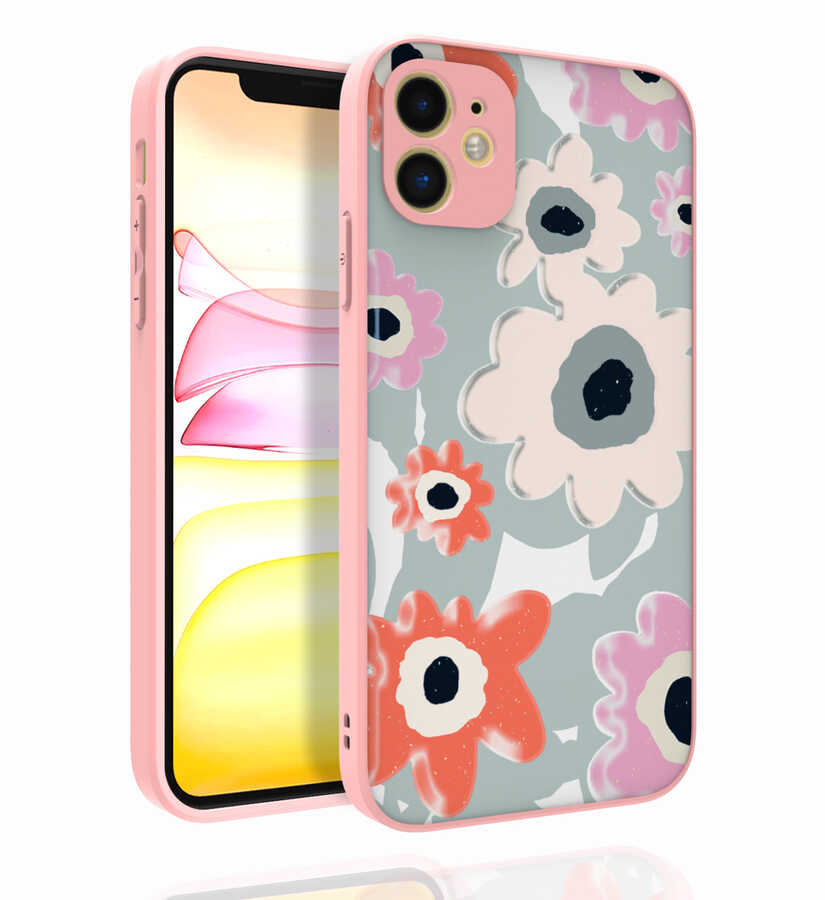 iPhone Uyumlu 11 Kılıf Desenli Kamera Korumalı Parlak Zore Nora Kapak-No5