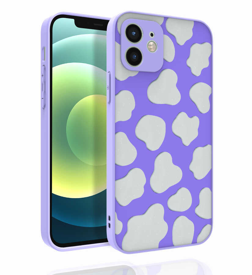 iPhone Uyumlu 12 Kılıf Desenli Kamera Korumalı Parlak Zore Nora Kapak-No6