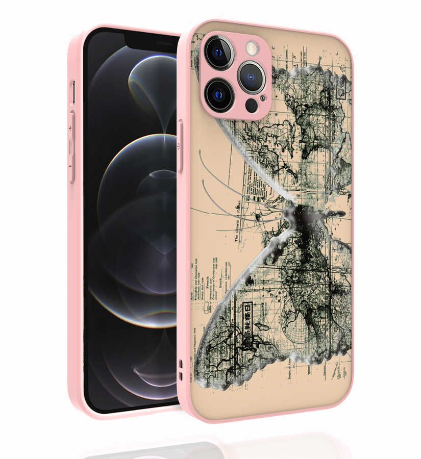 iPhone Uyumlu 12 Pro Kılıf Desenli Kamera Korumalı Parlak Zore Nora Kapak-No4