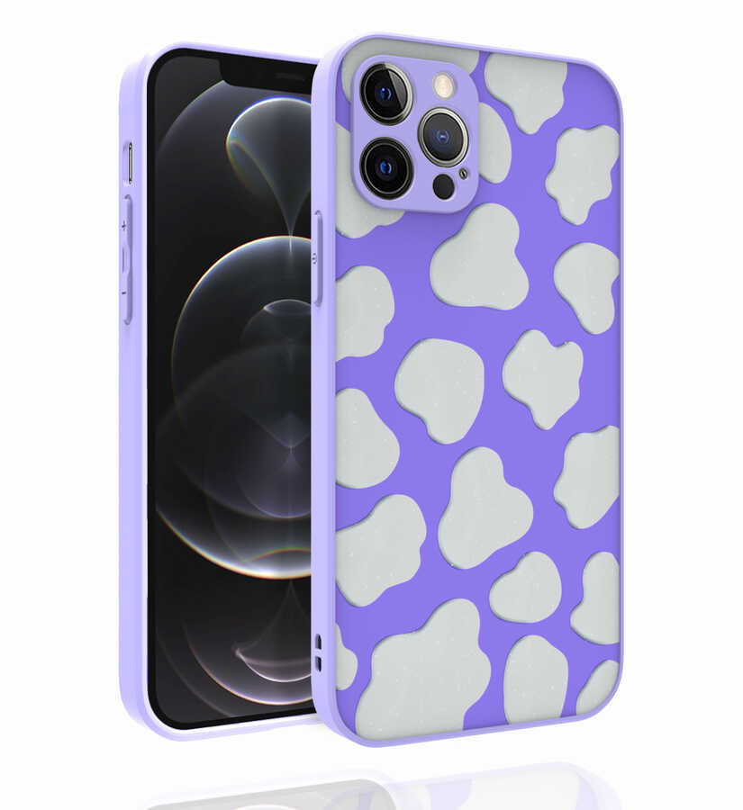 iPhone Uyumlu 12 Pro Kılıf Desenli Kamera Korumalı Parlak Zore Nora Kapak-No6