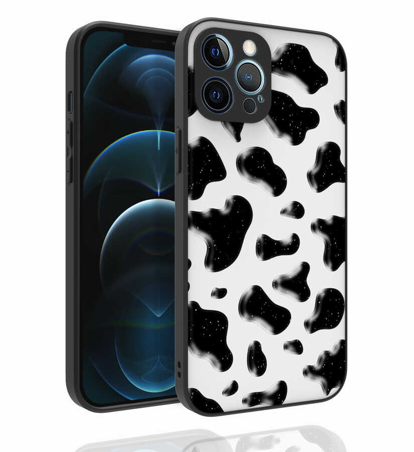 iPhone Uyumlu 12 Pro Max Kılıf Desenli Kamera Korumalı Parlak Zore Nora Kapak-No2