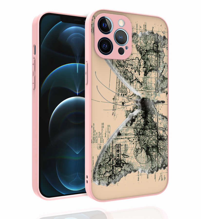 iPhone Uyumlu 12 Pro Max Kılıf Desenli Kamera Korumalı Parlak Zore Nora Kapak-No4