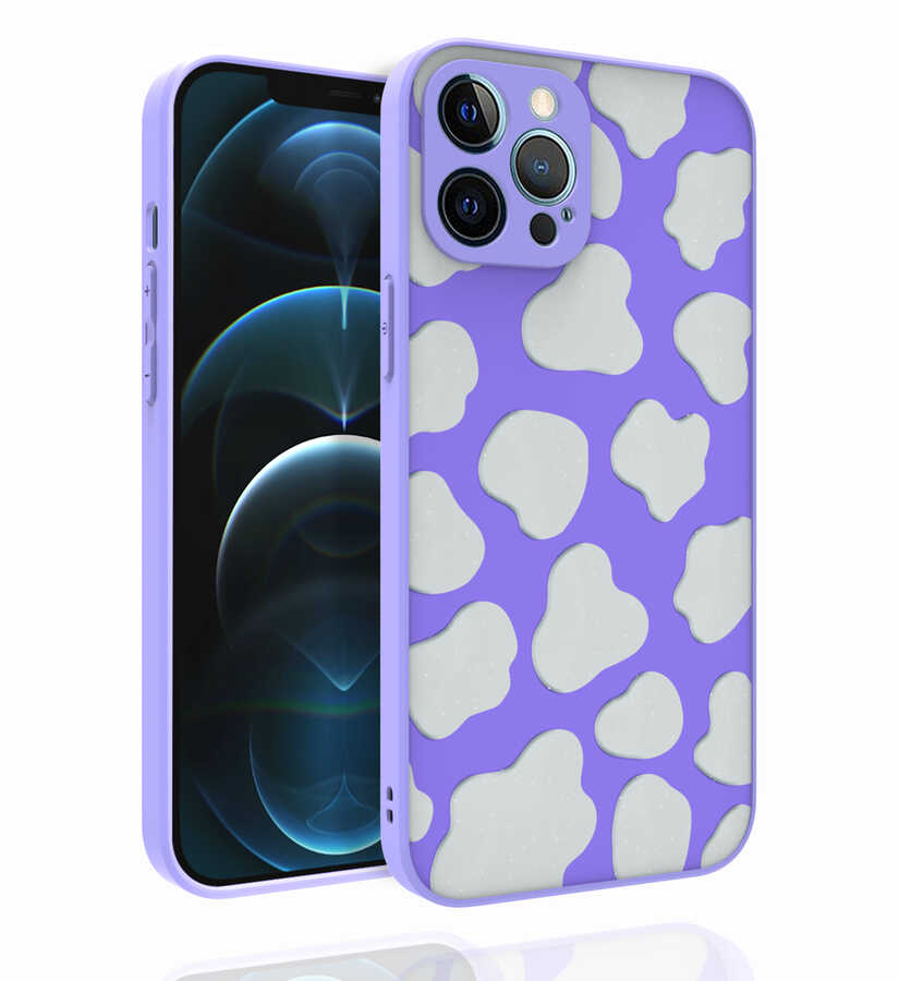 iPhone Uyumlu 12 Pro Max Kılıf Desenli Kamera Korumalı Parlak Zore Nora Kapak-No6