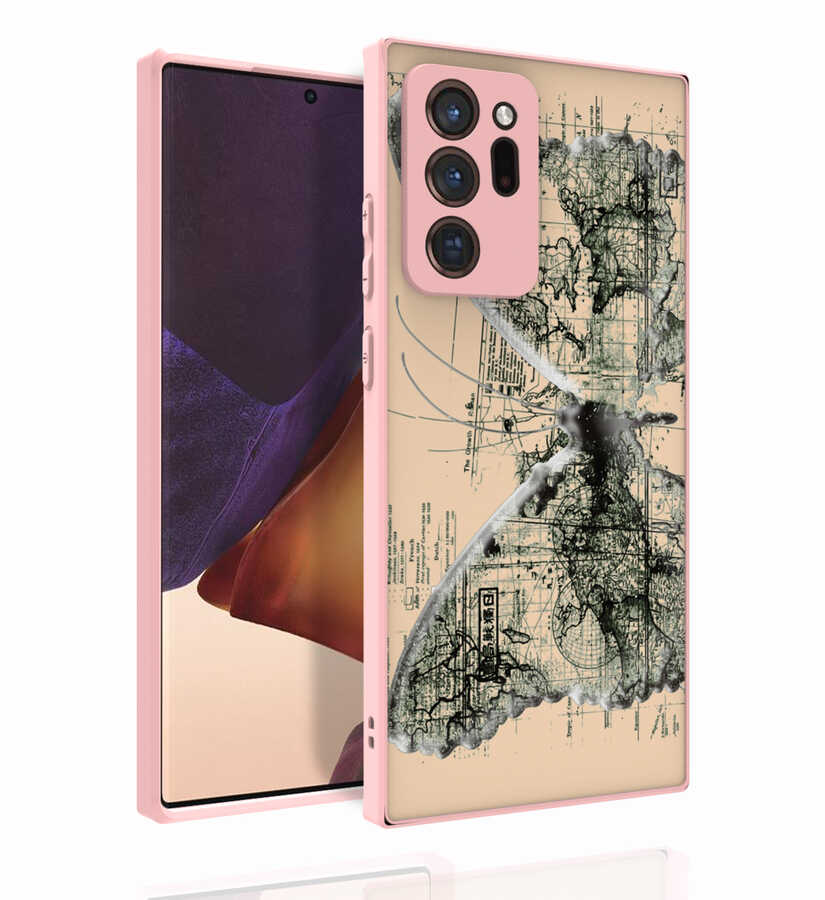 Galaxy Uyumlu Note 20 Ultra Kılıf Desenli Kamera Korumalı Parlak Zore Nora Kapak-No4