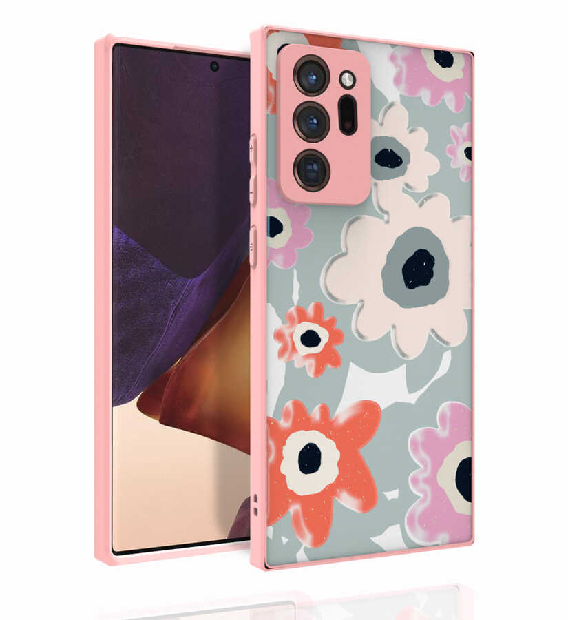 Galaxy Uyumlu Note 20 Ultra Kılıf Desenli Kamera Korumalı Parlak Zore Nora Kapak-No5