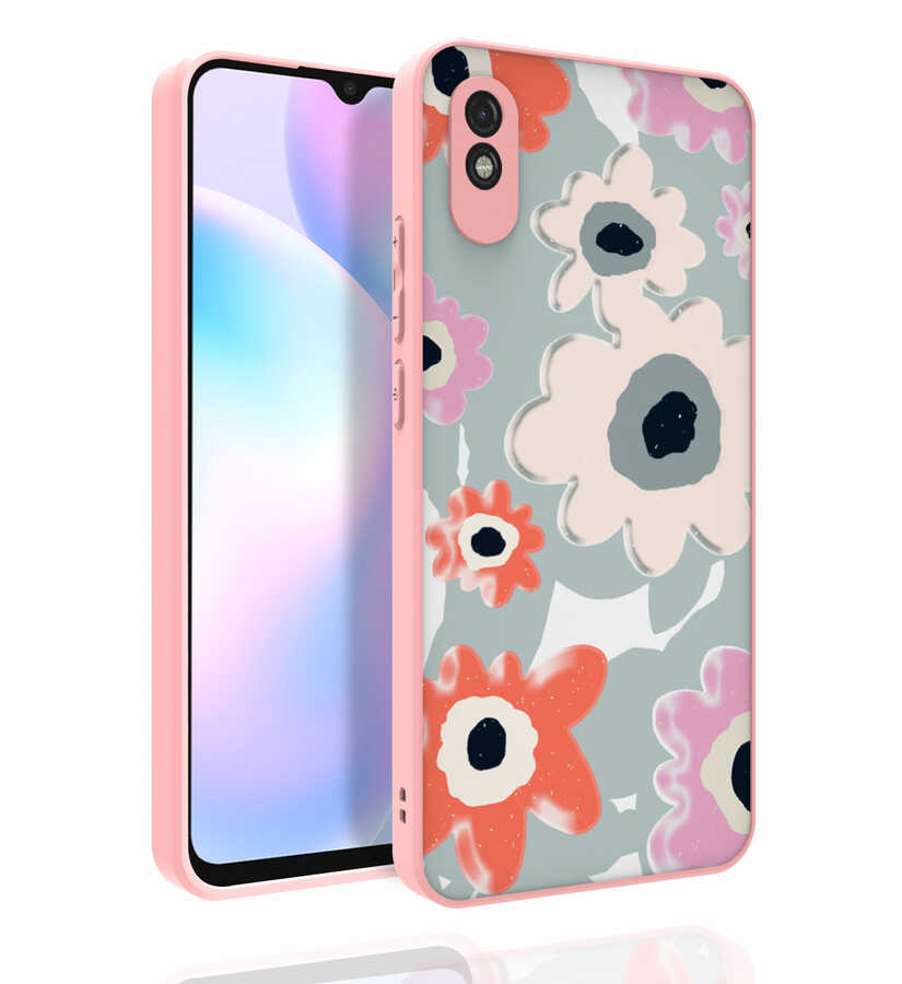Xiaomi Uyumlu  Redmi 9A Kılıf Desenli Kamera Korumalı Parlak Zore Nora Kapak-No5