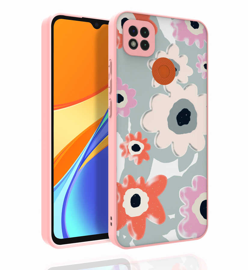 Xiaomi Uyumlu  Redmi 9C Kılıf Desenli Kamera Korumalı Parlak Zore Nora Kapak-No5