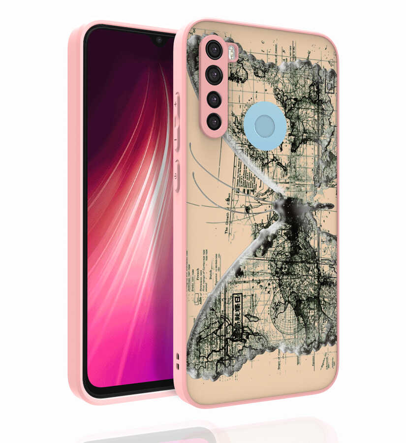 Xiaomi Uyumlu  Redmi Note 8 Kılıf Desenli Kamera Korumalı Parlak Zore Nora Kapak-No4
