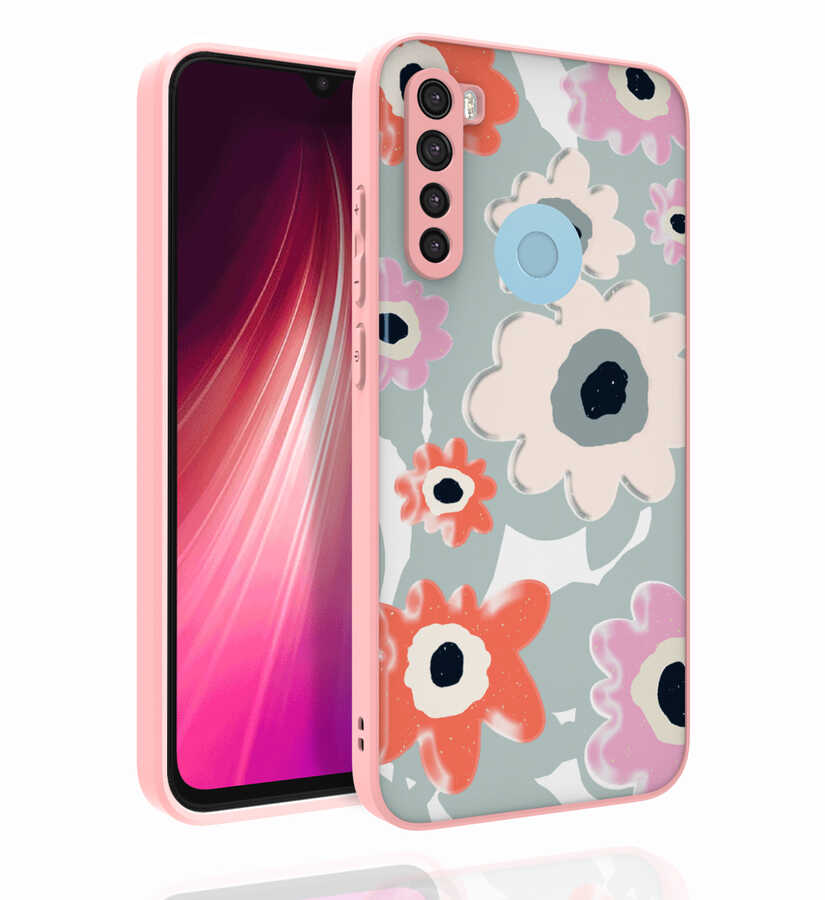Xiaomi Uyumlu  Redmi Note 8 Kılıf Desenli Kamera Korumalı Parlak Zore Nora Kapak-No5
