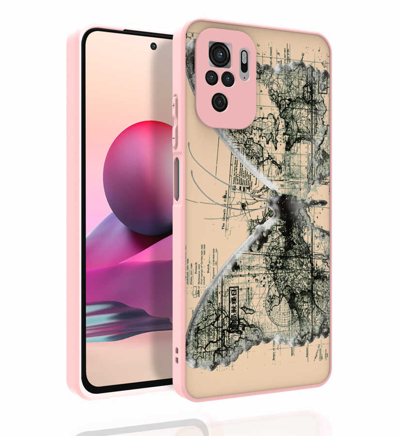 Xiaomi Uyumlu  Redmi Note 10S Kılıf Desenli Kamera Korumalı Parlak Zore Nora Kapak-No4