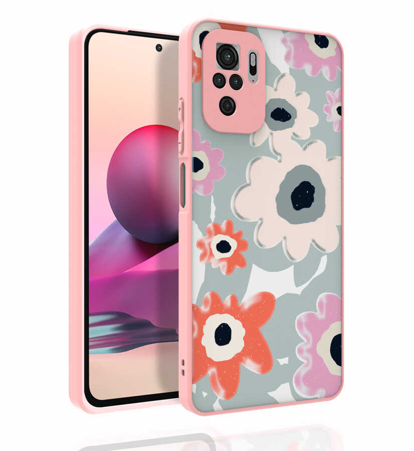 Xiaomi Uyumlu  Redmi Note 10S Kılıf Desenli Kamera Korumalı Parlak Zore Nora Kapak-No5