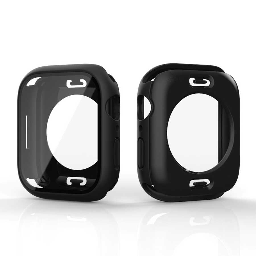 Watch 44mm 360 Derece Korumalı Kasa ve Ekran Koruyucu Zore Watch Gard 12-Siyah