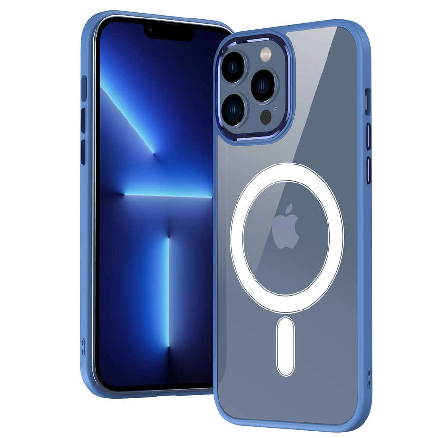 iPhone Uyumlu 14 Pro Max Kılıf Wireless Şarj Özellikli Zore Krom M-safe Silikon Kapak