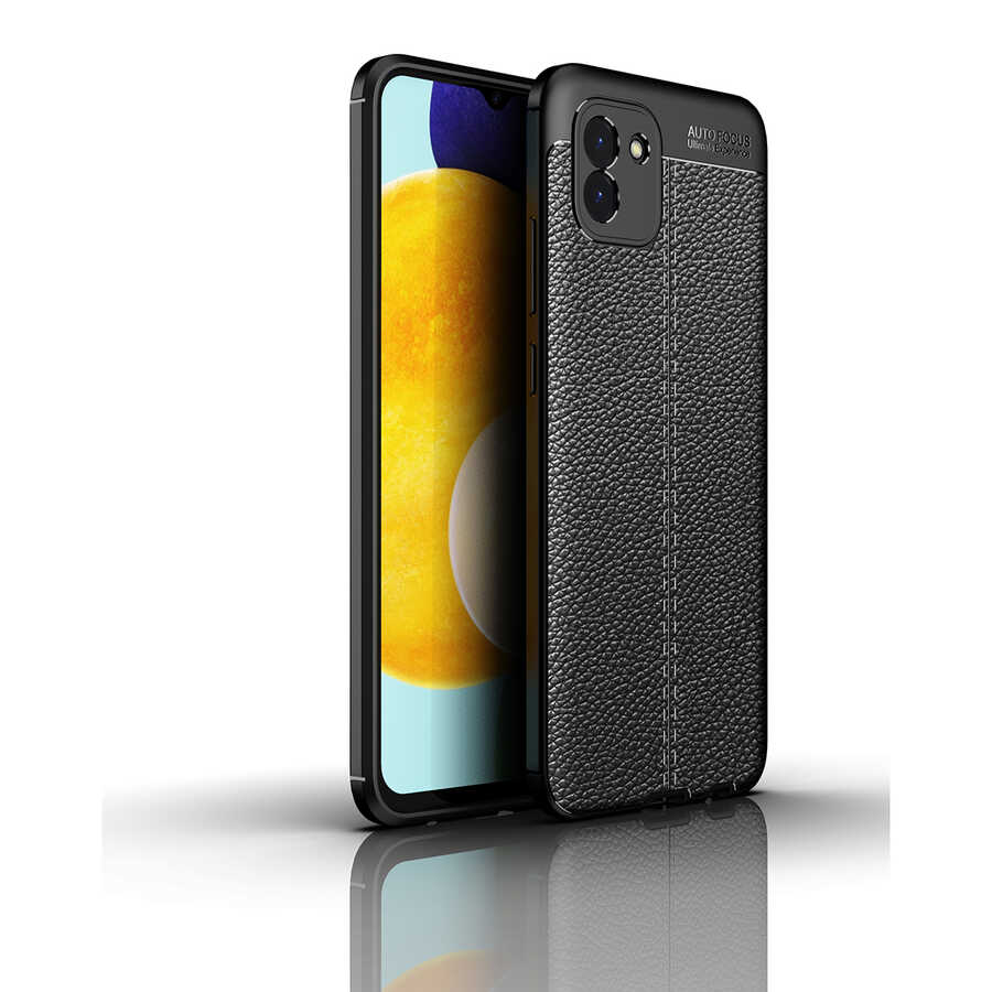 Galaxy Uyumlu A03 Kılıf Zore Niss Silikon Kapak-Siyah