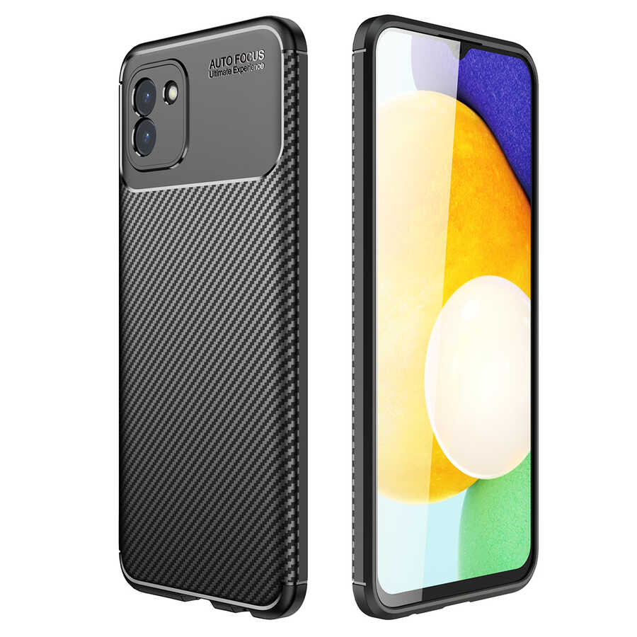 Galaxy Uyumlu A03 Kılıf Zore Negro Silikon Kapak-Siyah