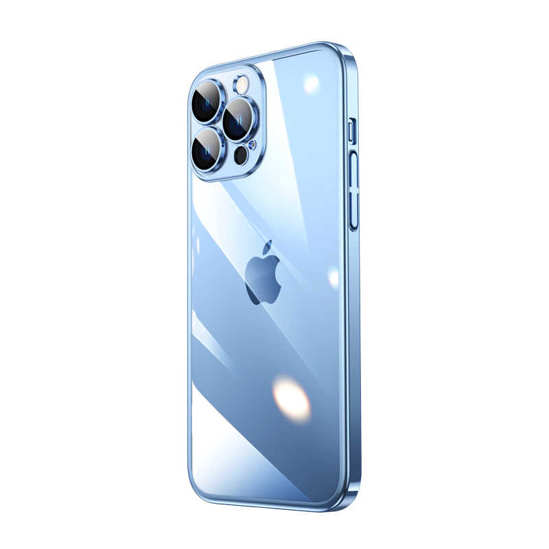 iPhone Uyumlu 14 Pro Kılıf Sert PC Renkli Çerçeveli Zore Riksos Kapak-Mavi