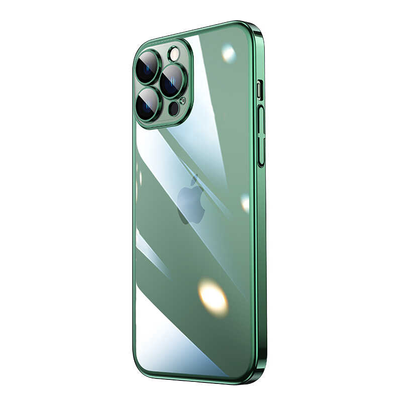 iPhone Uyumlu 14 Pro Kılıf Sert PC Renkli Çerçeveli Zore Riksos Kapak-Yeşil