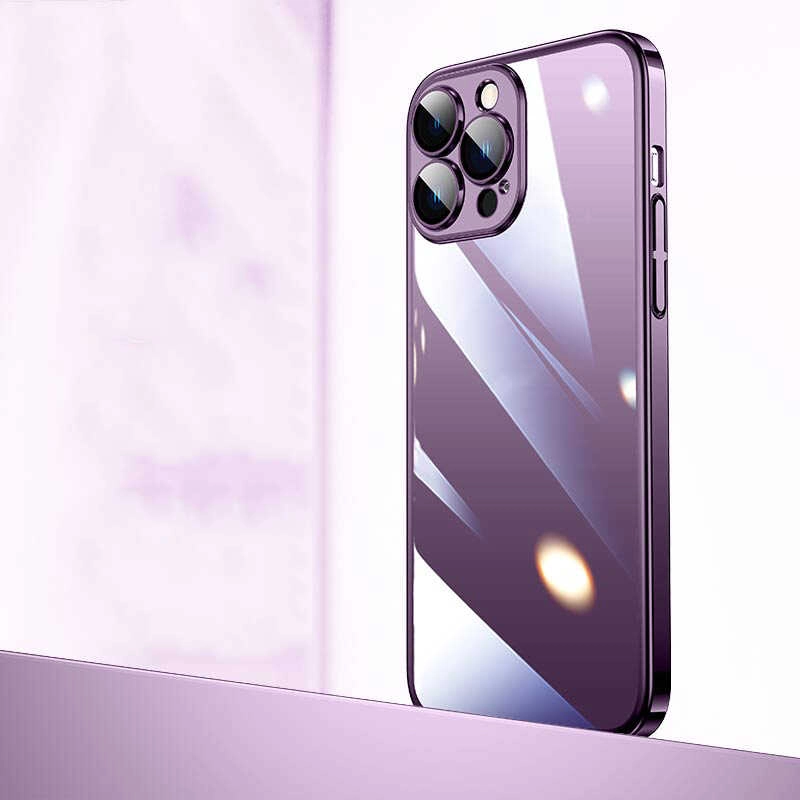 iPhone Uyumlu 14 Pro Max Kılıf Sert PC Renkli Çerçeveli Zore Riksos Kapak