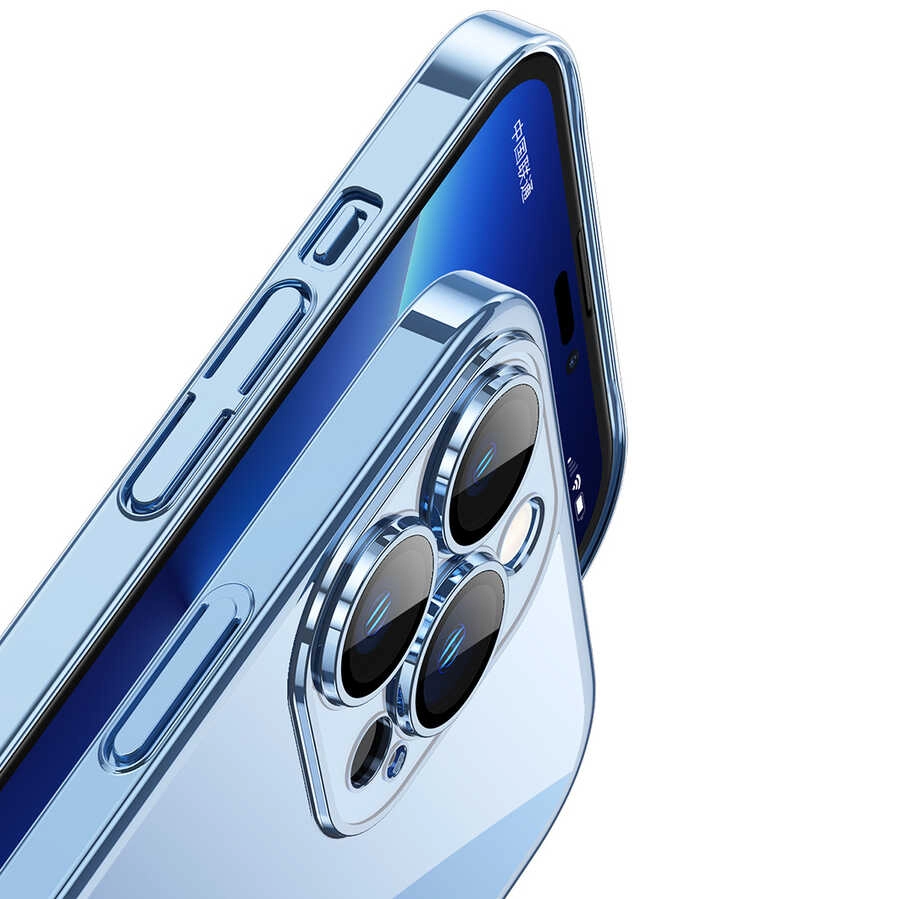 iPhone Uyumlu 14 Pro Max Kılıf Sert PC Renkli Çerçeveli Zore Riksos Kapak