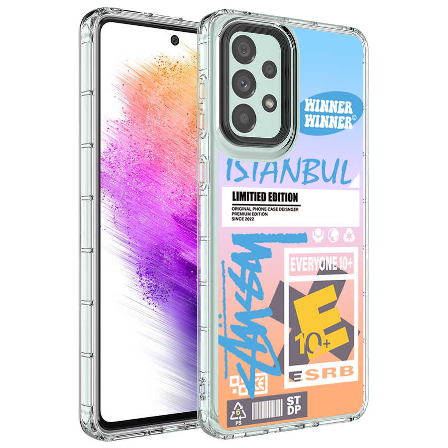 Galaxy Uyumlu A13 4G Kılıf Kamera Korumalı Renkli Desenli Sert Silikon Zore Korn Kapak-No1