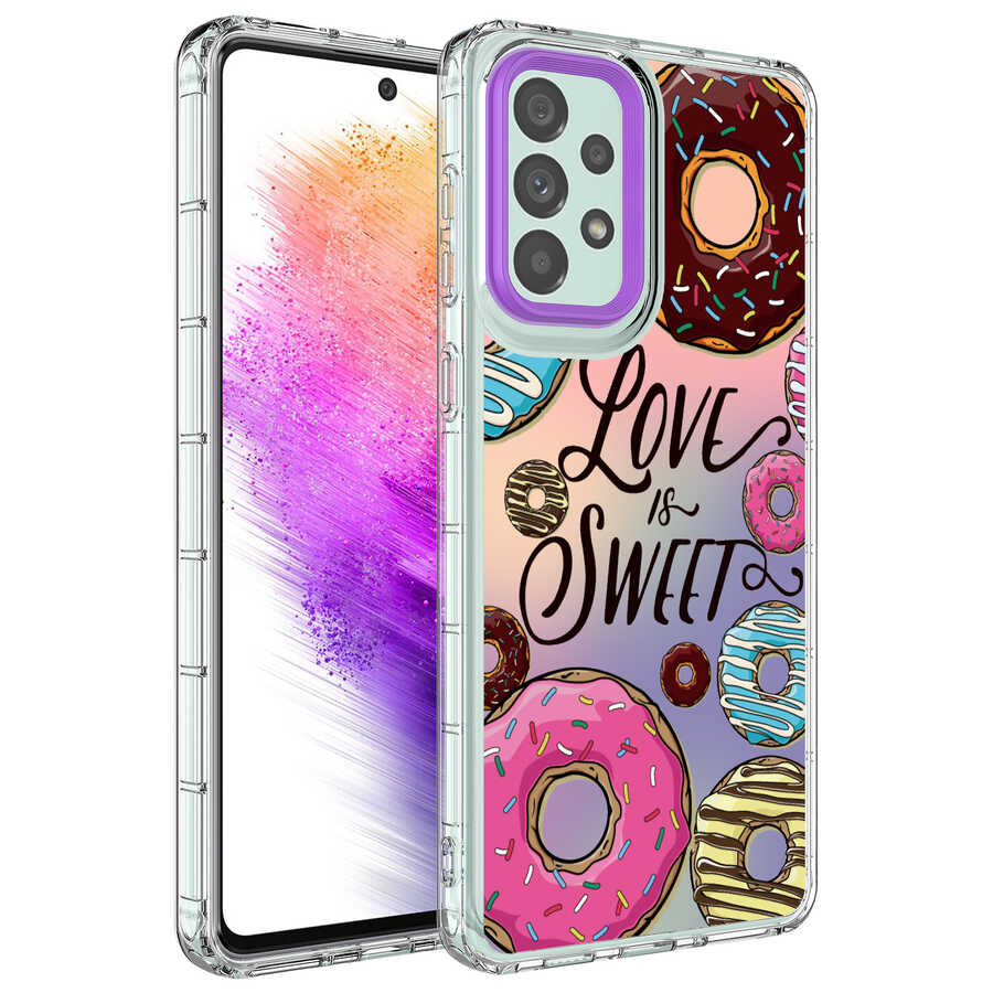 Galaxy Uyumlu A13 4G Kılıf Kamera Korumalı Renkli Desenli Sert Silikon Zore Korn Kapak-No11