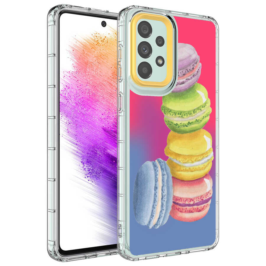 Galaxy Uyumlu A13 4G Kılıf Kamera Korumalı Renkli Desenli Sert Silikon Zore Korn Kapak-No12